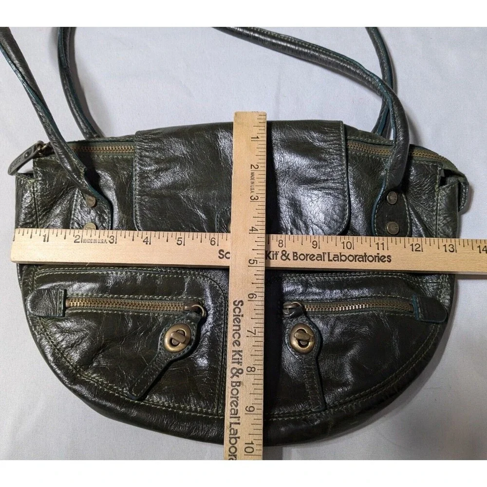 VTG ZIPPO Women Green Leather Shoulder‎ Bag